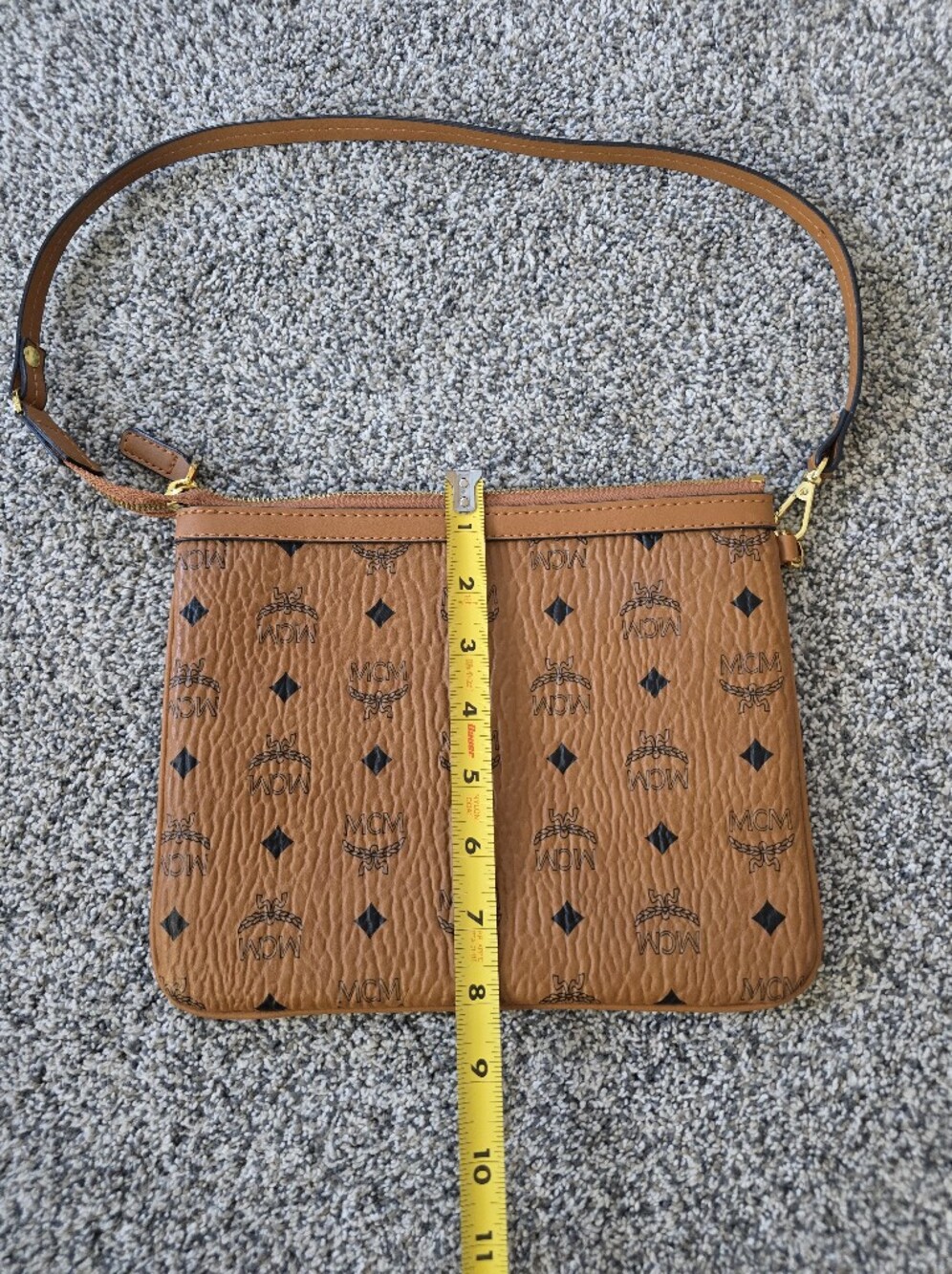 MCM Cognac Visetos Monogram Slim Shoulder Bag Pouch - Picture 7 of 10